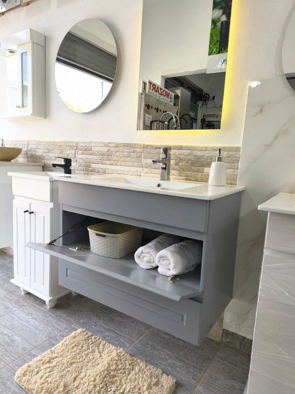 Producto - Vanitory de 80cm colgante gris - 3
