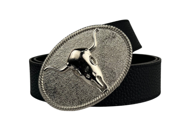 Producto - Cinto Chapon Toro Plateado Negro