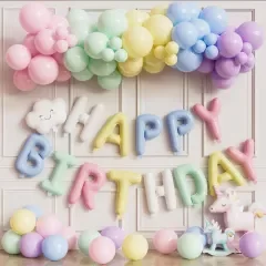 Producto - GLOBO FRASE "HAPPY BIRTHDAY" COLORES PASTEL