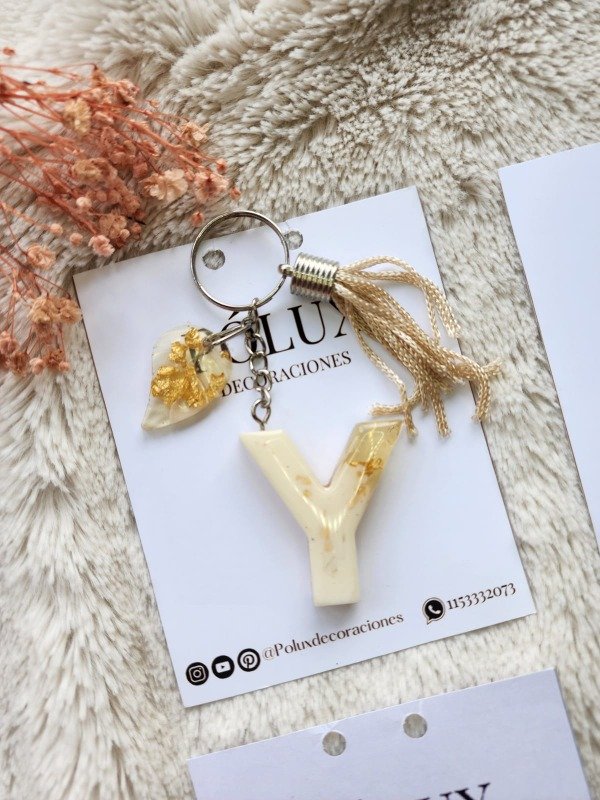 Producto - Inicial Y - Cristal blanco con papel dorado