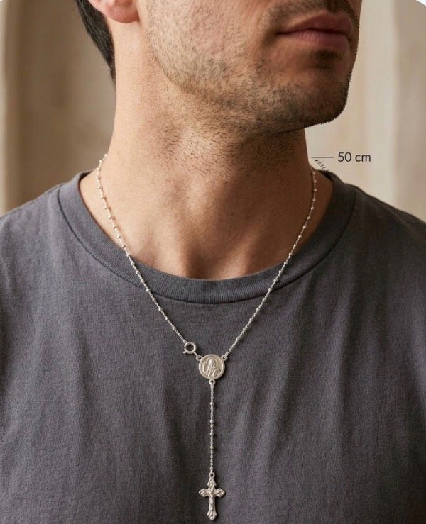 Producto - Rosario Unisex Plata italiana 925 maciso de 50cm