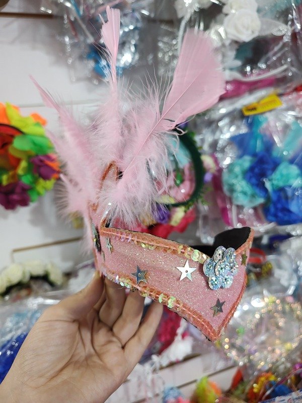 Producto - Vincha Charleston con pluma Rosa