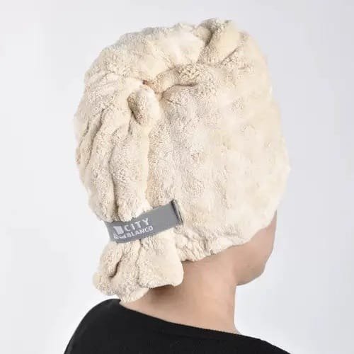 Producto - Turbante City Blanco grueso acanalado beige