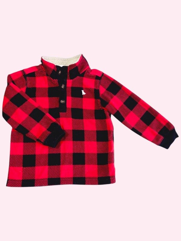 Producto - Buzo polar cuadrille rojo con cuello peluche Carters 3 años