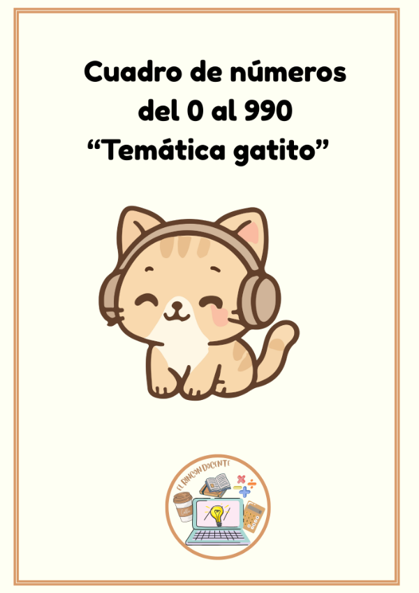 Producto - Cuadro de números del 0 al 990: " Gatitos"