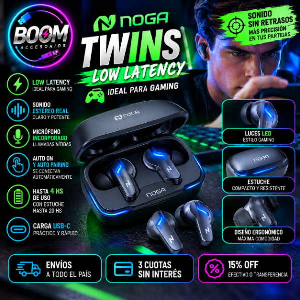 Producto - Auriculares Inalambricos Gamer Inear Celular Pc Noga Ngx-6 Color Negro - 0
