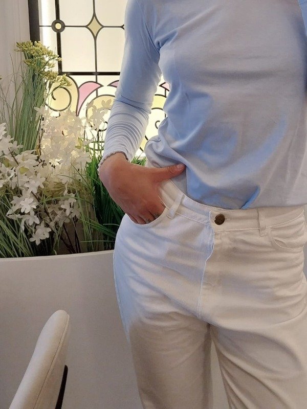 Producto - Mangas Largas Escote Redondo Celeste Cielo