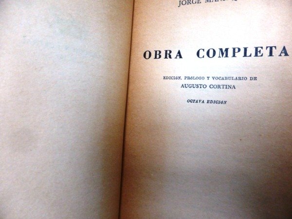 Producto - OBRA COMPLETA - JORGE MANRIQUE - ESPASA CALPE - 1966  IMPECABLE ESTADO - 1