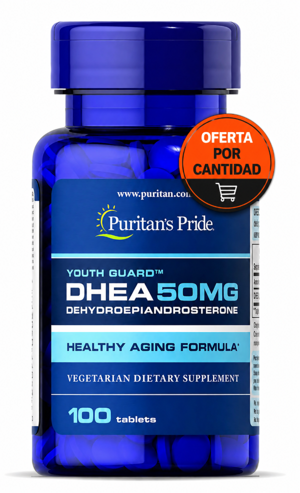 Producto - Puritans Pride - DHEA (deshidroepiandrosterona) 50mg x 100 capsulas.