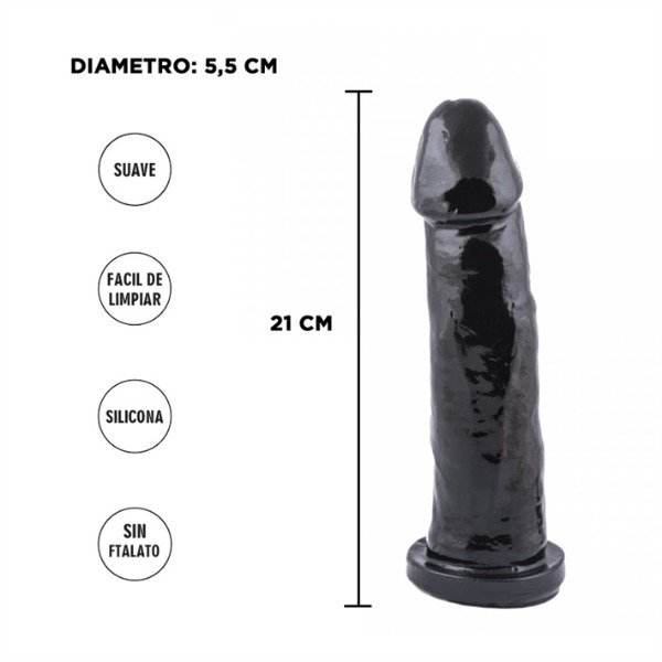 Producto - DIL1 - Dildo Macizo Negro 21 cm