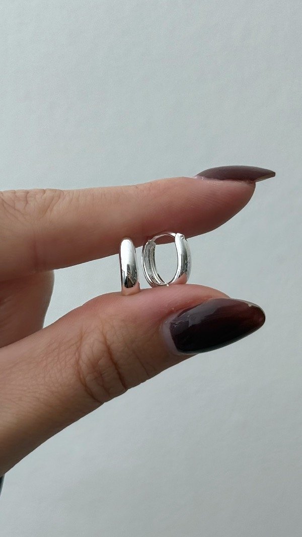 Producto - Argolla 12mm cinta oval bombe ACERO BLANCO