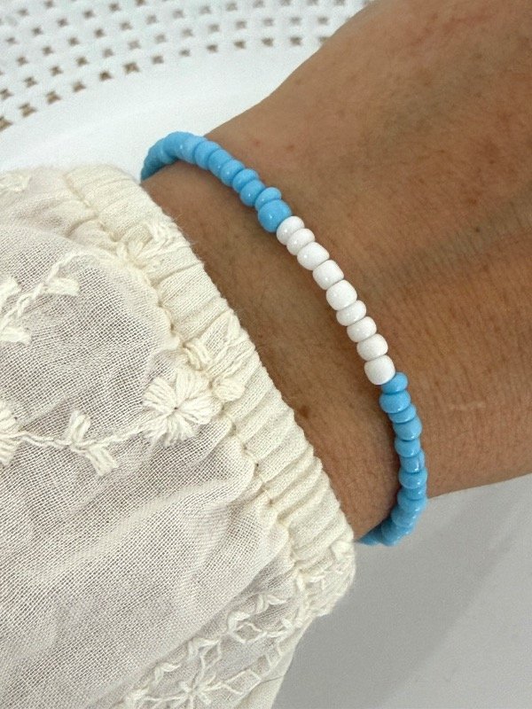 Producto - P777 Pulseritas argentina con canutillos y cierre de acero quirúrgico