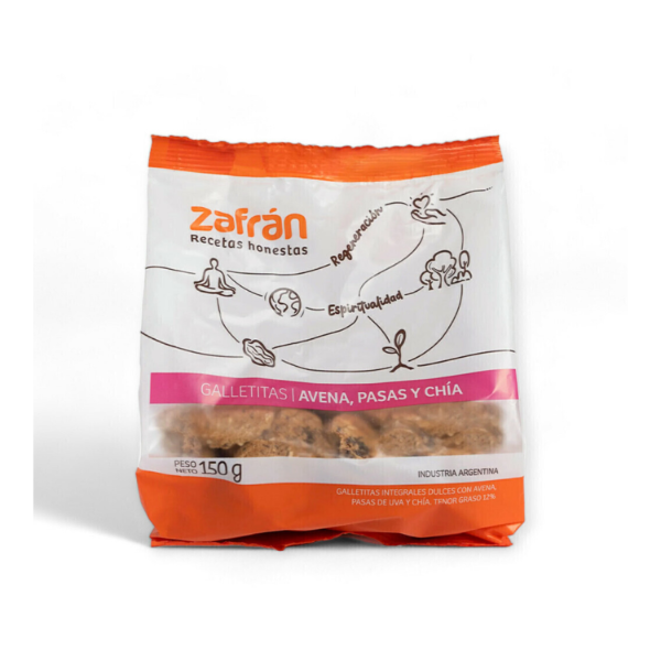 Producto - GALLETITAS ZAFRAN AVENA-PASAS.CHÍA X 150GRS