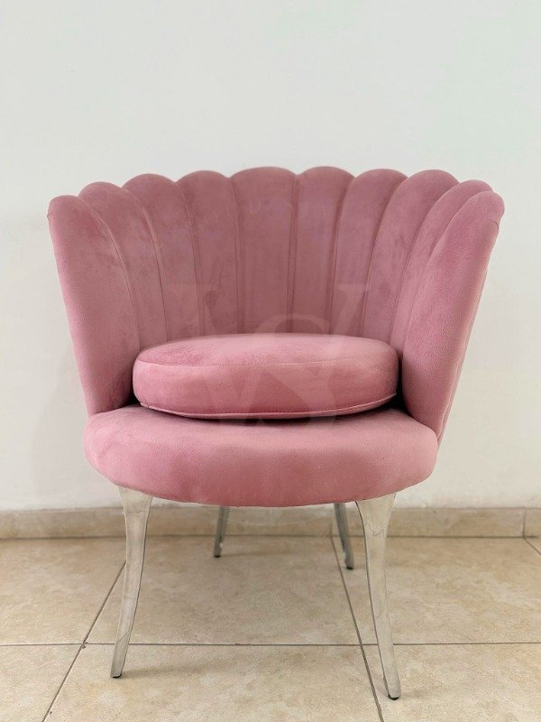 Producto - Sillon petalo de pana rosa