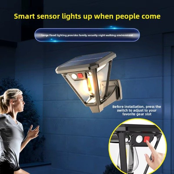 Producto - HG901 Lampara Solar Luz Cálida Sensor Pared/piso Exterior Jardin - 1