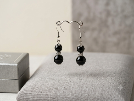 Producto - AROS COLGANTE BOLITA NEGRA