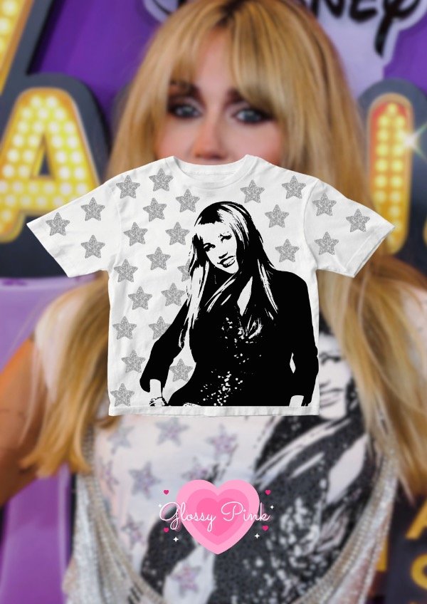 Producto - Baby Tee Hannah Montana Especial Aniversario - VINILO TEXTIL GLITTER