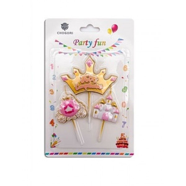 Producto - vela topper 3 piezas carroza castillo princesas de disney