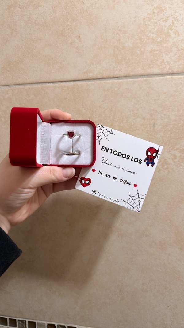 Producto - Caja de anillo de la promesa - edición hombre araña plateado - 1