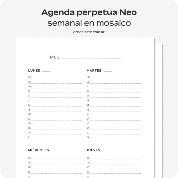 Producto - Agenda perpetua NEO semanal en mosaico