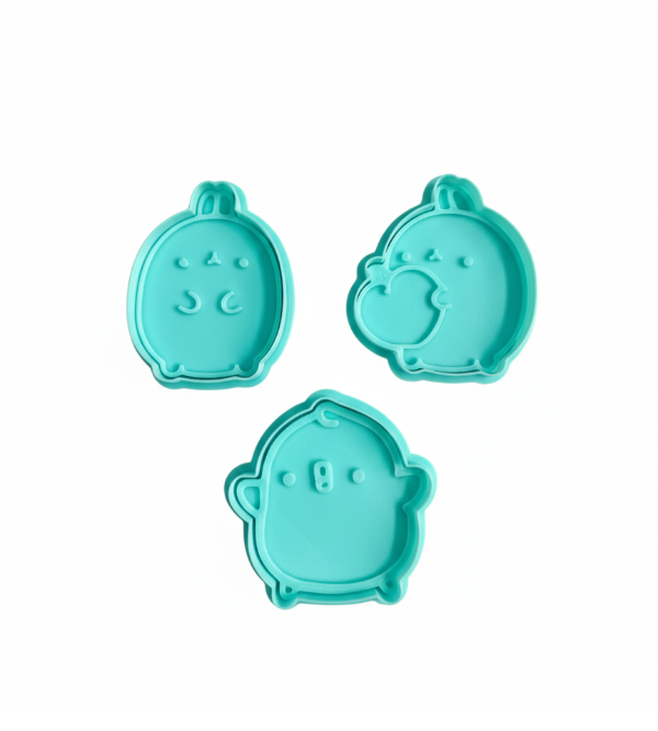 Producto - Cortante + Sello Para Masas Molang Galletas Porcelana Fría Pack x3