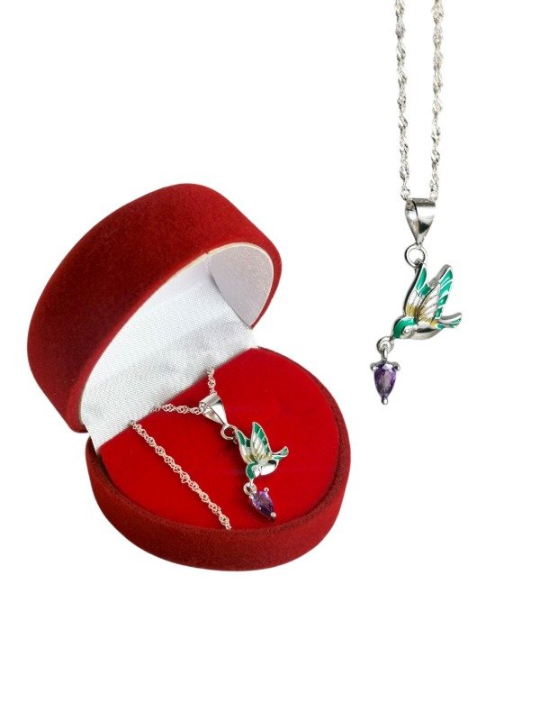 Producto - Conjunto Colibrí de la Suerte Plata 925