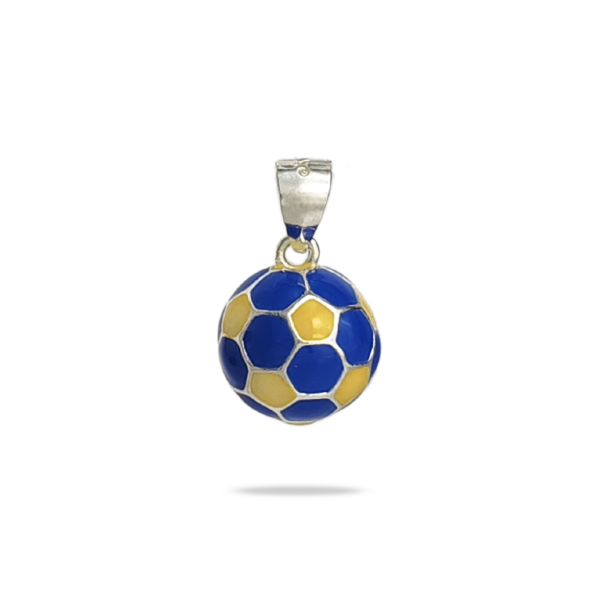 Producto - Dije Pelota de Fútbol Plata 925 Esmaltada Azul y Amarillo - 0