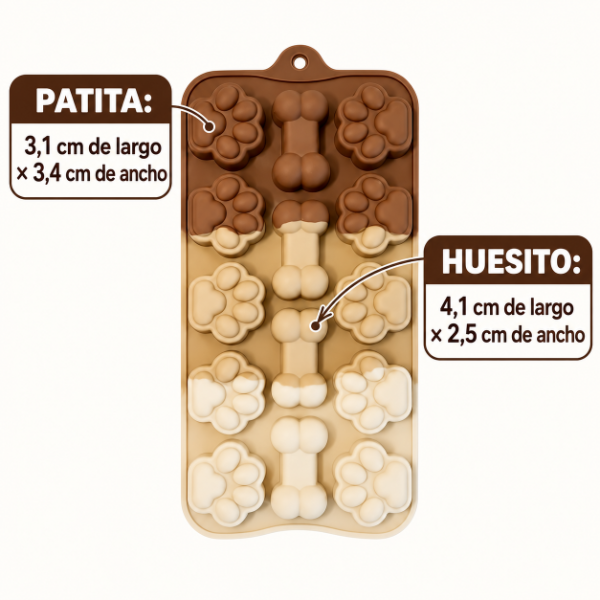 Producto - MOLDE DE SILICONA 10 PATITAS 4 HUESITOS 22 X 11CM - 3