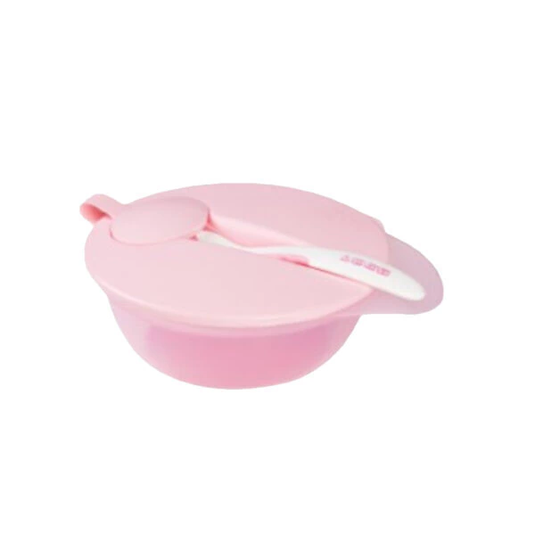 Producto - Plato dividido con tapa y cuchara loopy rosa
