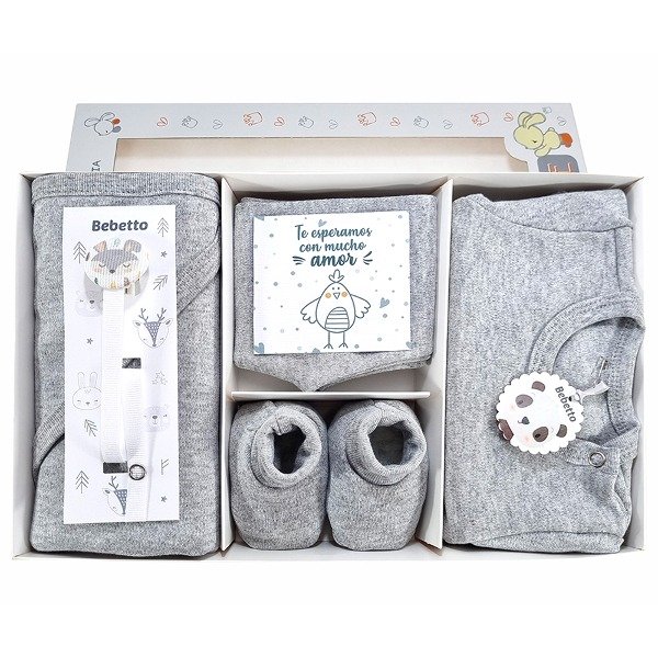 Producto - Ajuar 5 P en caja con visor / Gris Jaspeado