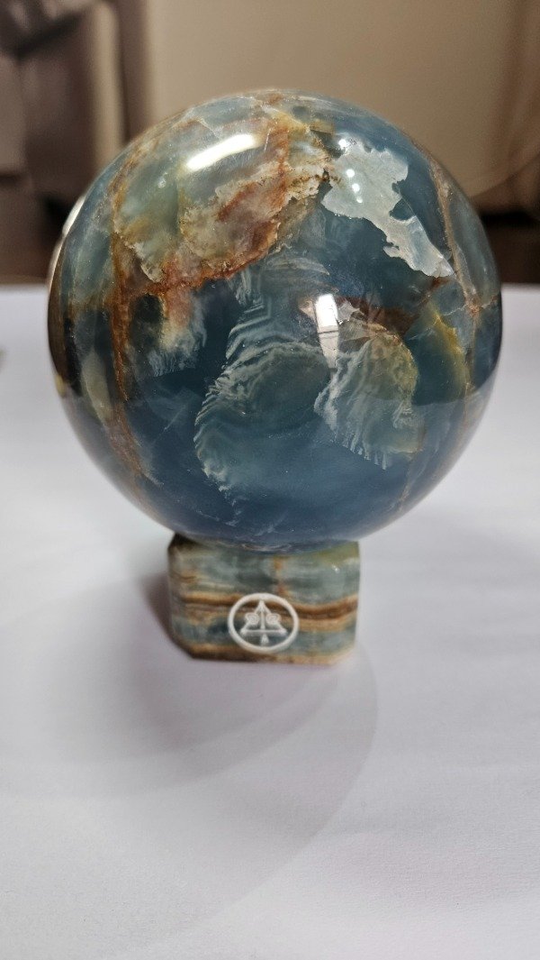 Producto - Esfera de 10cm con Base y Logo Onix Azul Cielo