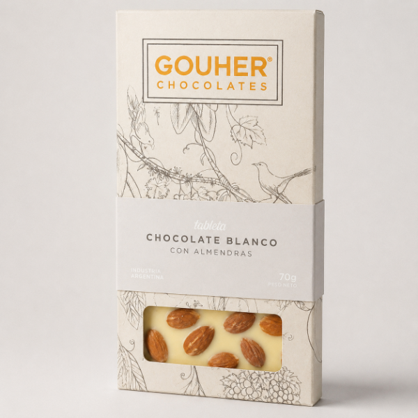 Producto - Tableta de chocolate blanco con almendras tostadas x 70g