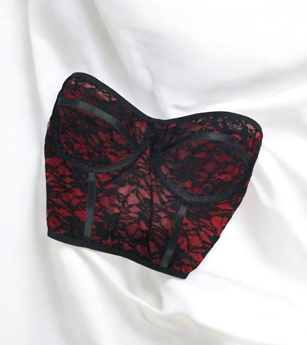 Producto - Bustier flowers negro y rojo