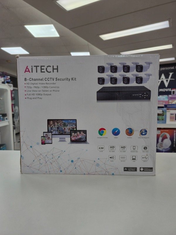 Producto - Kit 8 Camaras Seguridad DVR Exterior FULL HD 1080P Aitech AICR020282B