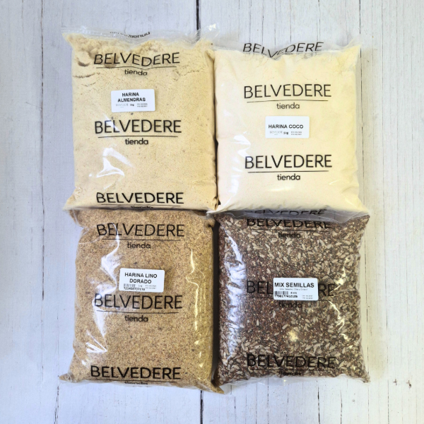 Producto - Combo Keto - Harina Coco, Harina Almendras, Harina Lino Dorado y Mix Semillas