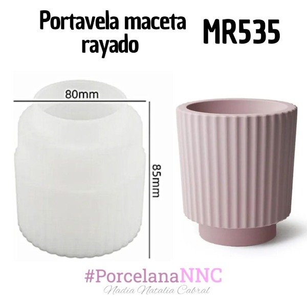 Producto - Portavela maceta rayado  MR535
