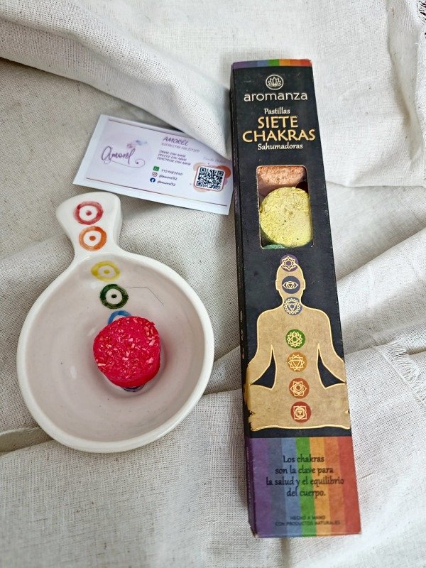 Producto - Kit 7 Chakras Sahumador 7 Chakras Amorél - Pastillas 7 Chakras