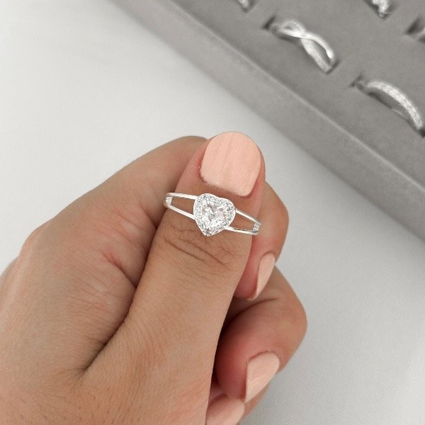 Producto - Anillo corazón grande (acero blanco)
