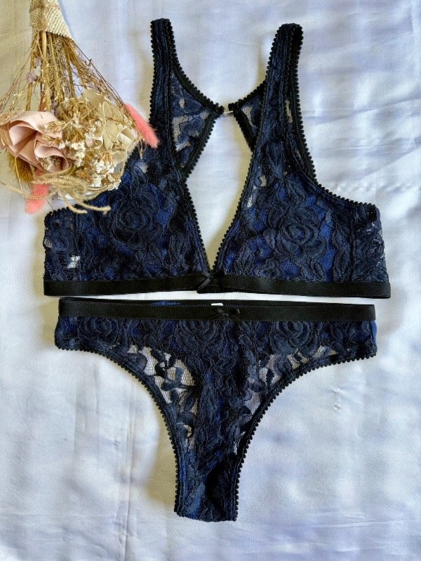 Producto - Conjunto encaje Azul Marino