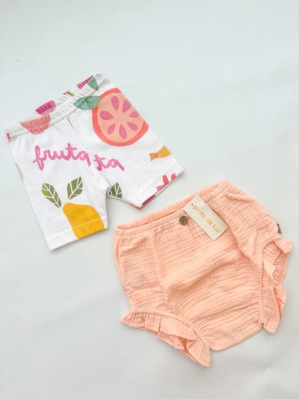 Producto - Biker tuti fruti y bombachudo coral 9 a 12 meses