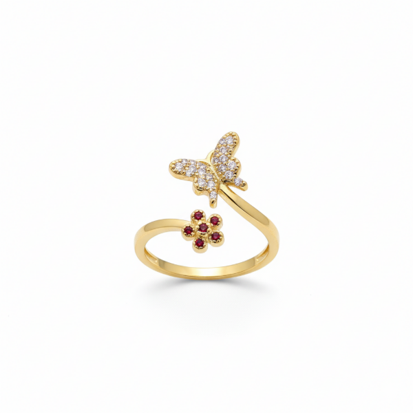 Producto - Anillo Ajustable "Jardín de Encanto": Mariposa y Flor"