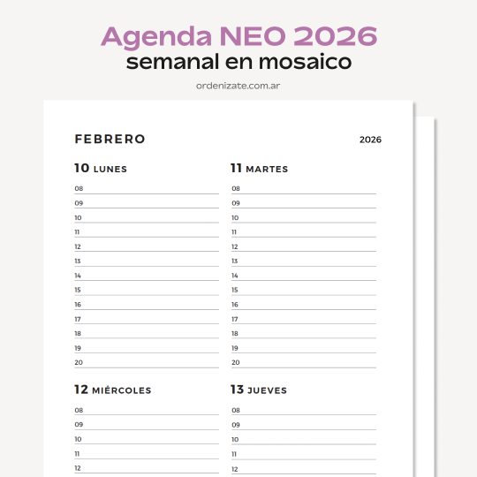Producto - AGENDA NEO 2026 (semanal en mosaico)