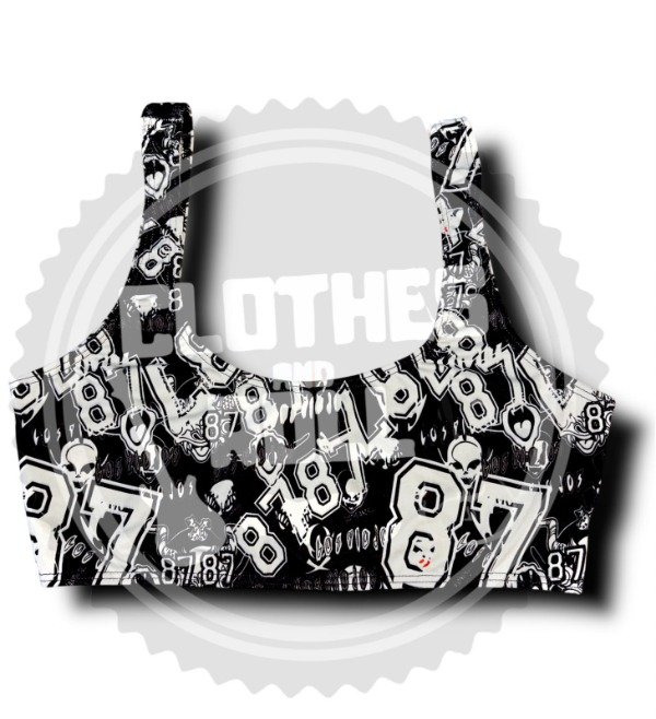 Producto - TOP BIKINI/DEPORTIVO LOS PIOJOS NEGRO Y BLANCO