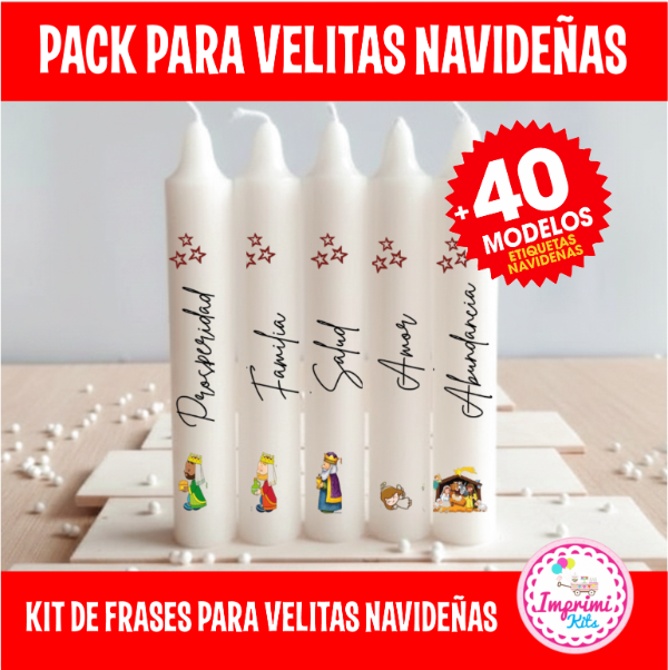 Producto - Kit Imprimible Etiquetas Velitas de deseos Navidad Diseños Navideños