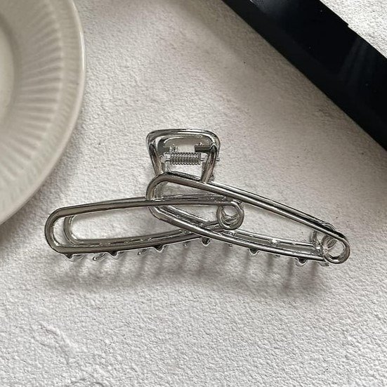 Producto - Broche para el cabello metálico plateado