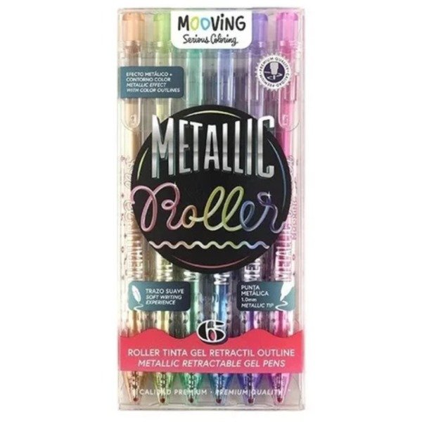 Producto - Roller MOOVING COLORING TINTA GEL RETRACTIL OUTLINE x6