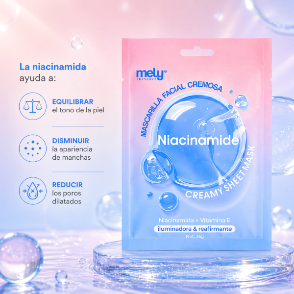 Producto - Mascarilla facial cremosa Mely - niacinamida y vitamina E