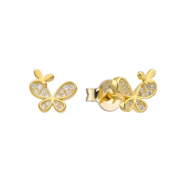 Producto - Aros Pasantes Mariposa Gold 9 Milímetros - Baño de Oro