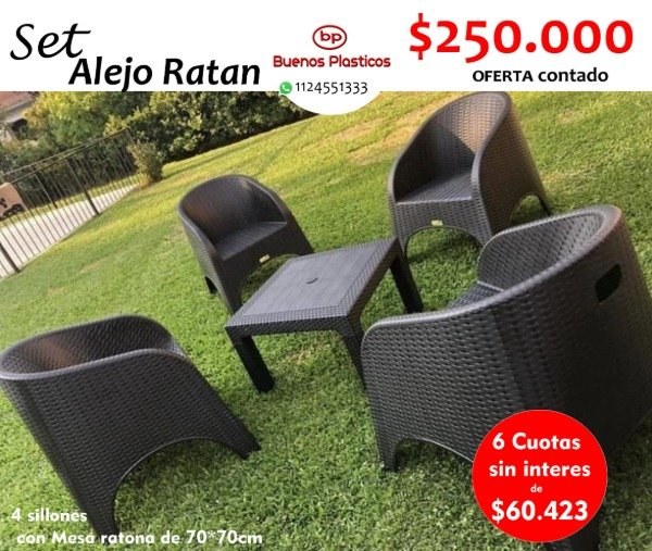 Producto - Set 4 sillones ratan Alejo + mesa