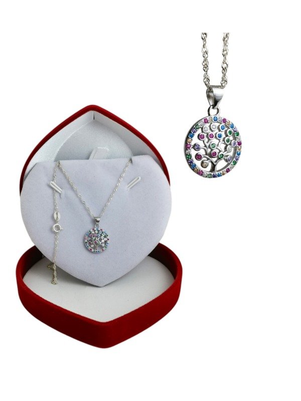 Producto - Conjunto Árbol de la vida Arcoíris Plata 925